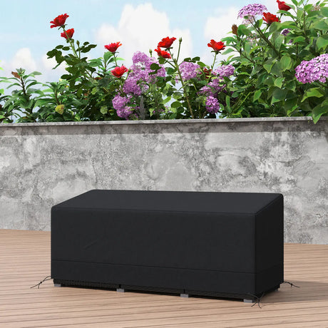Outsunny Rectangular Patio Garden Furniture Cover Waterproof for 3 Seater Sofa Bistro Set, UV Resistant Protection 600D Oxford Fabric Rattan Lounge Clean Cover, 190 x 72 x 76cm, Black