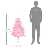 HOMCOM 4FT Artificial Christmas Tree Holiday Xmas Holiday Tree Decoration with Automatic Open for Home Party, Pink