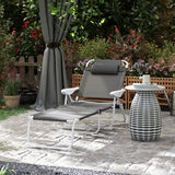 Outsunny Foldable Lounge Chair with 4-Level Adjustable Backrest & Headrest - Charcoal Grey