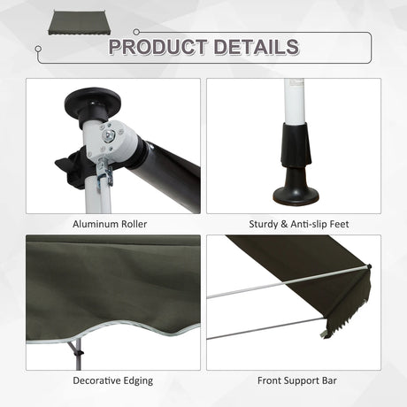 Outsunny 3x1.5m  Adjustable Outdoor Aluminium Frame Awning Grey