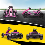 HOMCOM 24V Electric Go Kart for Kids, Drift Ride-On Racing Go Kart with 2 Speeds, for Boys Girls Aged 8-12 Years Old, Pink