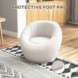 HOMCOM Modern Accent Chair, Swivel Upholstered Armchair for Living Room, Bedroom, Home Office, White