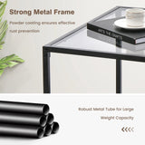 Modern 2-Tier Square Glass Coffee Table with Mesh Shelf-Gray