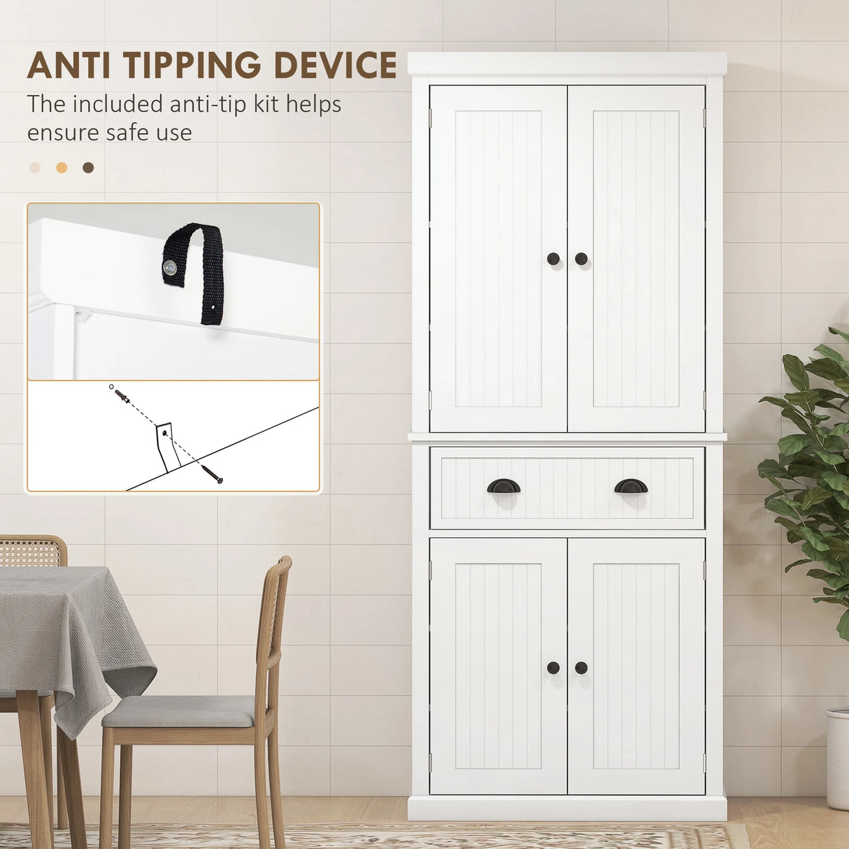 HOMCOM Kitchen Storage Cabinet with Drawer and Adjustable Shelves - White