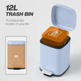 HOMCOM 12L Modern Boxy Metal Home Kitchen Bin - Light Blue