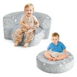 2-in-1 Toddler Chair Glow in the Dark Kids Couch with Removable and Washable Cover-Grey