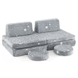 Modular Kids Play Couch Set with Machine-washable Flannel Covers-Grey
