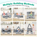 Modular Kids Play Couch Set with Machine-washable Flannel Covers-Grey