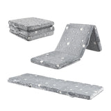 Foldable Floor Mattress with Washable Flannel Cover and Storage Bag-Grey