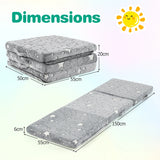 Foldable Floor Mattress with Washable Flannel Cover and Storage Bag-Grey