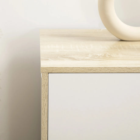 HOMCOM Bedroom Chest of Drawers, Wide 6-Drawer Dresser, Storage Drawer Unit with Wood Legs for Living Room, White and Light Brown