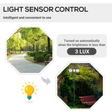 Outsunny 1.8m Traditional Victorian Style 3 Way Head Outdoor Garden Solar Post Lamp Sensor Dimmable LED Lantern Bollard Pathway IP44  Black