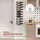 HOMCOM Wine Rack, Wall Mounted, 10 Tier Metal Wine Display Rack, Storage Holder for Kitchen, Dining Room, Bar, Cellar, Black