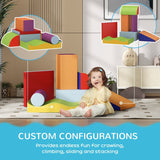 HOMCOM 7 Piece Soft Soft Play Set for Toddlers 1-3 Years, Blue