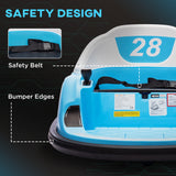 AIYAPLAY 360 Rotation Kids Bumper Car, 12V Waltz Car with Remote Control, Dual Joystick, Music, Lights, Light Blue