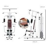 HOMCOM Multifunction Home Gym Weight Training Workout Station Fitness Strength Machine, White