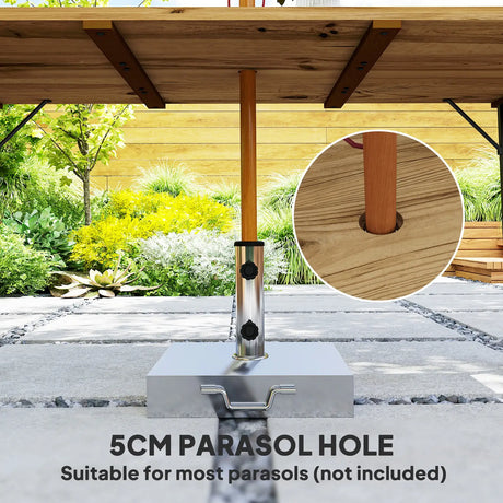Outsunny 6 Seater Wooden Garden Dining Table, 175 x 80 cm Rectangular Outdoor Dining Table with 5cm Parasol Hole and Slatted Top, Weather Resistant for Patio, Terrace, Brown