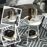 Outsunny Two-Tier Metal Garden Table - White
