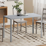 HOMCOM 120cm Dining Table, Rectangle 4 Seater Kitchen Table with Tempered Glass Top and Metal Legs, Grey