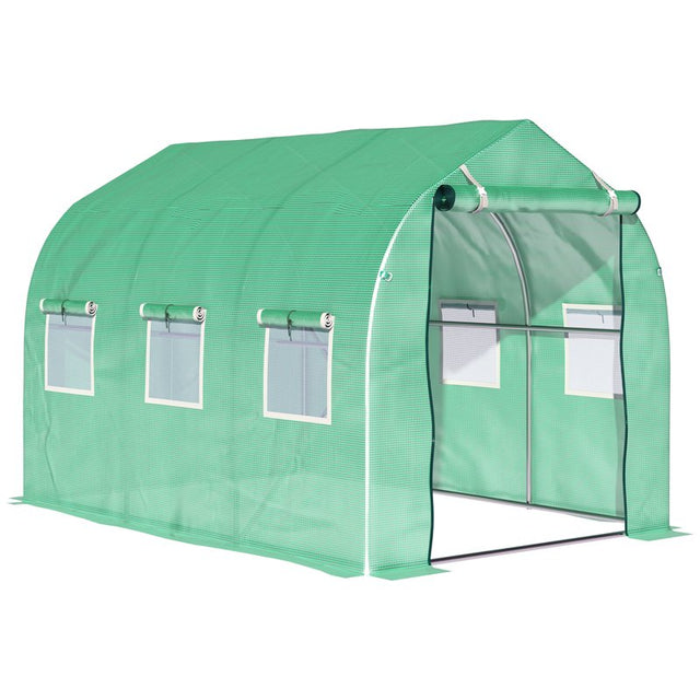 Outsunny Polytunnel Greenhouse with Windows and Door, Walk in Greenhouse for Garden, Backyard (3 x 2 M)