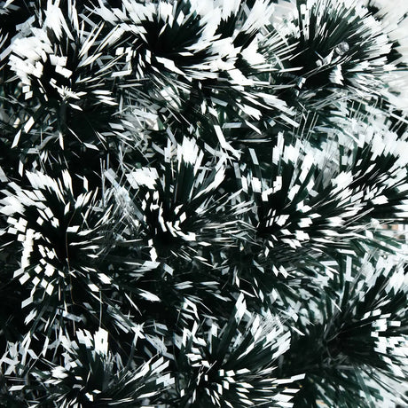 HOMCOM 4ft Artificial Prelit Christmas Tree, Snow Xmas Tree with Colourful LED Lighting Fiber Optics, Green White