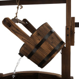 Outsunny Wooden Garden Wishing Well Fountain Barrel Waterfall Rustic Wood with Pump Garden Dcor Ornament