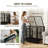 PawHut 43" Heavy Duty Dog Crate, Foldable Dog Cage, with Openable Top, Locks, Removable Tray, Wheels - Black