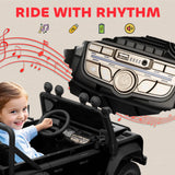 AIYAPLAY Kids Ride On Car with Remote Control, Music, Horn, 4 Spring Suspension Wheels, LED Lights for 3-5 Years Old, Black