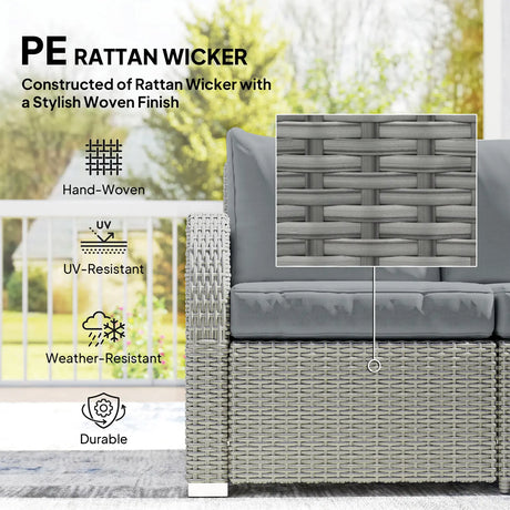 Outsunny Six-piece Rattan Garden Furniture Set with Reclining Armchairs - Dark Grey