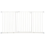 PawHut Dog Gate Stair Gate Pressure Fit Pets Barrier Auto Close for Doorway Hallway, 74-148cm Wide Adjustable, White