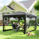 Outsunny 4 x 3 m Party Tent Wedding Gazebo Outdoor Waterproof PE Canopy Shade with Panel