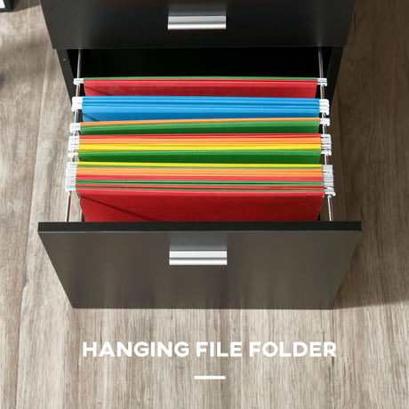 HOMCOM L-Shaped Computer Desk Table with Storage Drawer, Home Office Desk Corner Industrial Style Workstation for A4 Files 143.5 x 143.5 x 76cm, Black