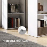 HOMCOM 120cm Computer Desk, Wooden PC Laptop Table with 6-Tier Storage Bookshelves, Home Office Working Study Desk, Writing Workstation, White