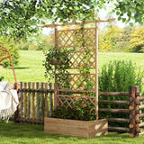 Outsunny Wooden Trellis Planter Box, Raised Garden Bed to Grow Vegetables, Herbs and Flowers, Natural Tone