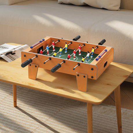 SPORTNOW 20 in Table-top Football Table with Stainless Steel Rods, Compact Foosball Table for Kids and Adults, All-Inclusive Foosball Game Set for Indoor, Nature Wood Finish