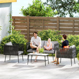 Outsunny 4-Piece Garden Furniture Set with Cushions - Light Grey