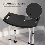 HOMCOM Height Adjustable Bath Stool, Aluminium Shower Stool with Non-Slip Pads for Elderly, Disabled, Seniors, Pregnant, Black