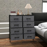 HOMCOM Fabric Chest of Drawers, Industrial Bedroom Dresser with 8 Fabric Drawers, Steel Frame and Wooden Top for Nursery, Living Room, Hallway, Black