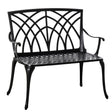 Outsunny 2-Seater Cast Aluminium Garden Bench Loveseat Outdoor Furniture Chair w/ Decorative Backrest & Ergonomic Armrest for Patio Terrace Porch