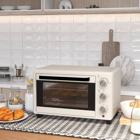 HOMCOM 21L Mini Countertop Oven, 100°C-230°C Adjustable Temp - White