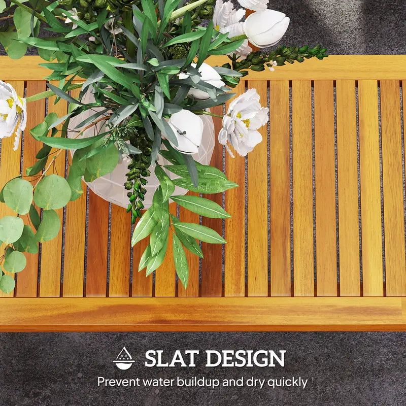 Outsunny Four-Piece Acacia Wood Garden Sofa Set - Teak/Cream