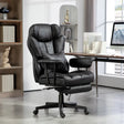 HOMCOM Office Chair with 6 Point Massage and Heat, Ergonomic Desk Chair with Foot Rest, Lumbar Support, Reclining Function and Wide Seat, Height-Adjustable High Back Swivel Rolling for Home, Black