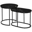 HOMCOM Marble-Effect Nest of Tables - Black/White