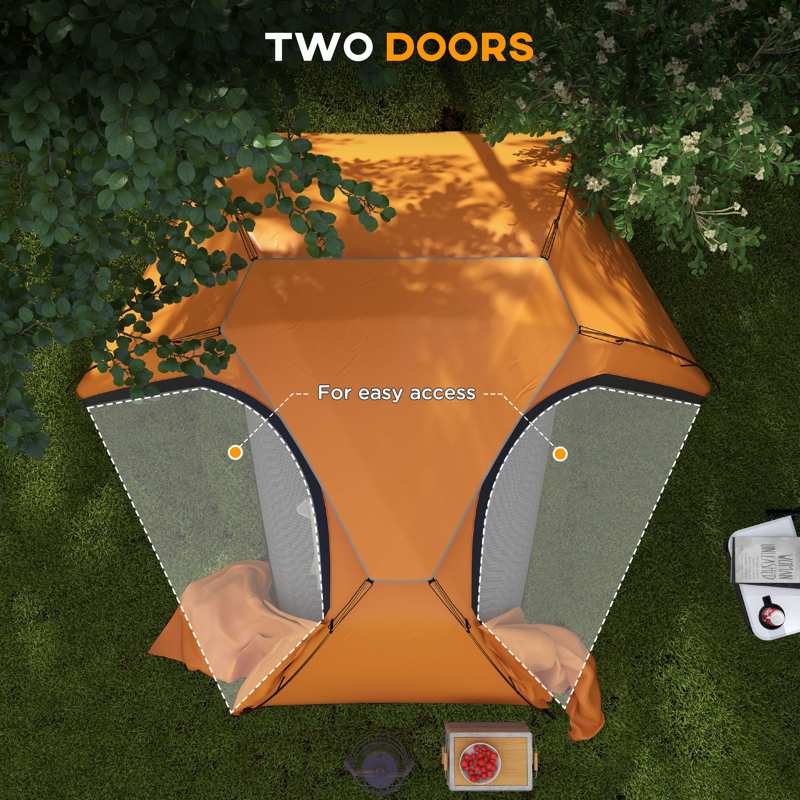 Outsunny Camping Tent with Self Inflatable Mattress, 1 Person Dome Tent with Removable Rainfly and Aluminium Frame, 2000mm Waterproof, Portable with Bags, for Fishing Hiking, Orange/Grey