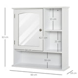 kleankin Bathroom Cabinet, Wall Mount Storage Organizer with Mirror, Adjustable Shelf for Bathroom, Kitchen, Bedroom, White