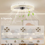 HOMCOM Ceiling Fan with Lights, Dimmable LED Mount Ceiling Fan Light with Remote App Control for Bedroom, White