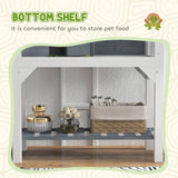 PawHut Wooden Tortoise House with Storage Shelf, Clear Observation Windows, Lamp Holder, Openable Top, Built-in Tray, Grey