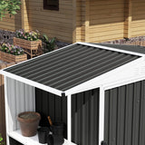 Outsunny Set of 12 Corrugated Steel Roof Sheet Panels - Black