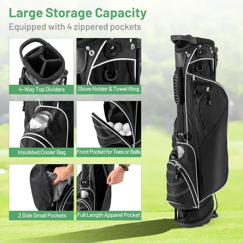 Ultra Lightweight Golf Bag with 4-Way Top Dividers for Golf Course &amp; Travel-Black