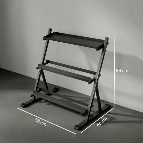 SPORTNOW 3-Tier Adjustable Dumbbell Rack, Heavy-Duty Weight Rack for Dumbbells, Kettlebells and Multiple Balls, Space-Saving Weight Storage Stand for Home Gym, 200 KG Capacity